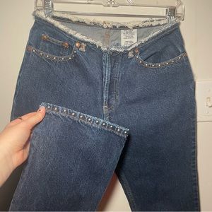 Y2K mid rise frayed waist jeans
